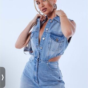 Fashion Nova Light Blue Denim Overalls